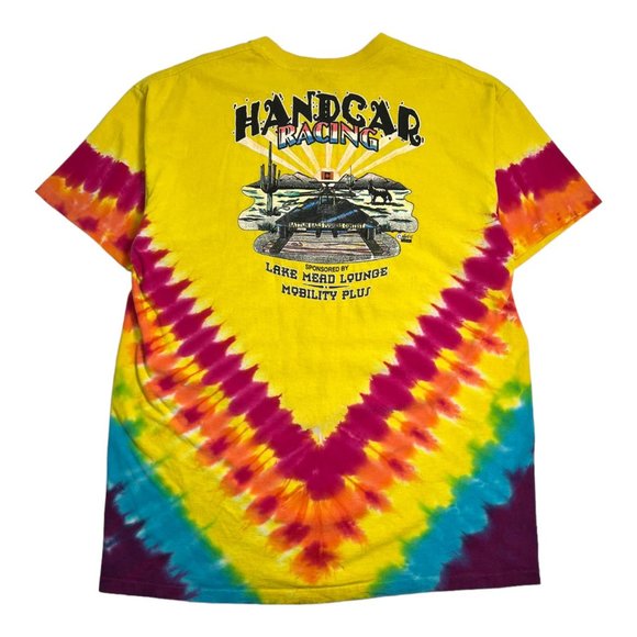 90s Rattlin' Rails Tie Dye Tee XL - Picture 2 of 4